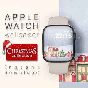 Weihnachtslandschaft für Watch Face Wallpaper, Apple Watch Wallpaper Sofortiger Download, Smart Zifferblatt Weihnachten Hintergrund für Apple Watch