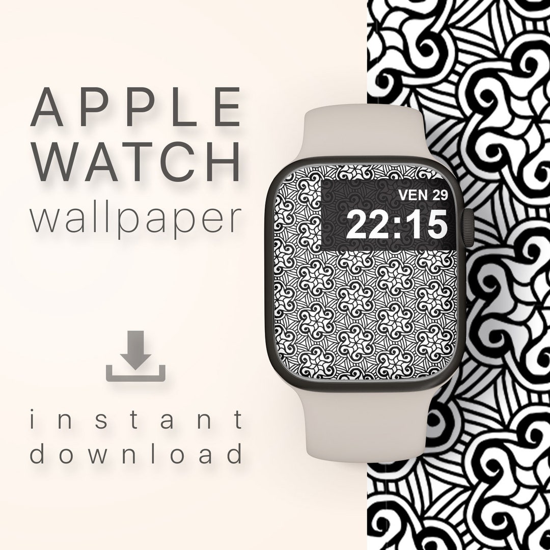 Smartwatch Wallpaper Apple Watch Face Black and White Apple Etsy