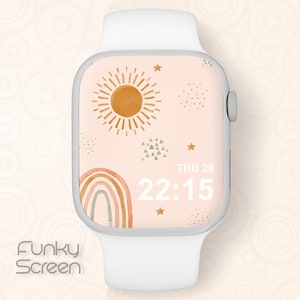 Rainbow Wallpaper for Smartwatch, Boho Sun Apple Watch Face Wallpaper Smart Watch Face Design Boho Rainbow iWatch wallpaper instant download