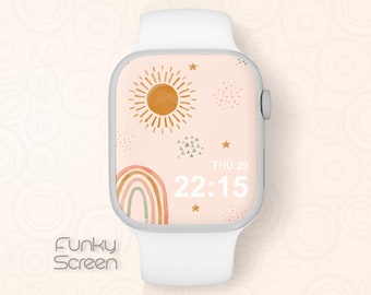 Regenbogen Wallpaper für Smartwatch, Boho Sun Apple Watch Face Wallpaper Smart Watch Face Design Boho Rainbow iWatch Wallpaper Sofort-Download