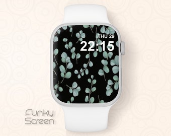Eucalyptus Apple Watch Wallpaper: Dark Botanical Design (Digital Download)