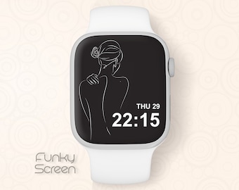 Apple Watch Face Woman line art Apple Watch Face design Apple watch series Modern Smartwatch Wallpaper Abstract Female line art background