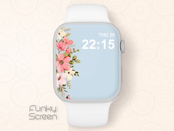 Baby Blue Smartwatch Wallpaper Floral Apple Watch Wallpaper Smartwatch Background Pink Flowers Vintage Apple Watch Face Instant Art Download Etsy Canada