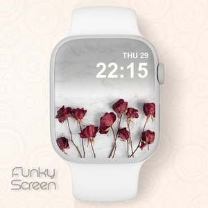 Sfondo chic per Apple Watch, quadrante Apple Watch con fiori, sfondo per Smartwatch con immagine di fiori secchi, download digitale di rose Apple Watch