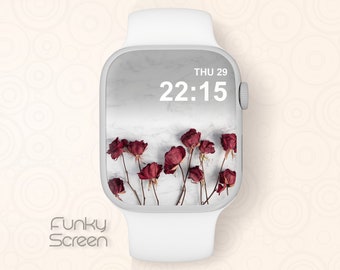 Chic Apple Watch Wallpaper, Apple Watch Face with flowers, Smartwatch Wallpaper with dried flowers image, Apple Watch roses digital download
