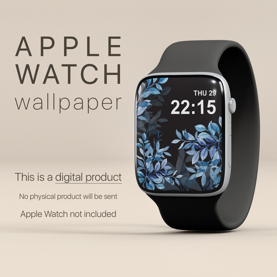 Floral Apple Watch Face Dark Blue Botanical Wallpaper Apple Etsy