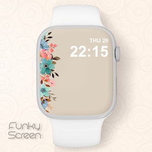 Sfondo beige per Apple Watch Fiori Sfondo per il quadrante di Apple Watch per donna Sfondo iWatch floreale Sfondo grafica digitale download istantaneo