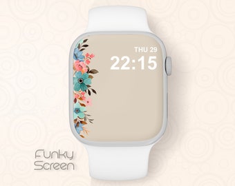 Floral Apple Watch Wallpaper: Beige Flower iWatch Face (Digital Download)