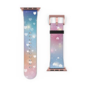 Rainbow Apple Watch band for girls, Cute Watch strap with hearts, Girly Apple Watch band, iWatch band for teens, Apple watch birthday gift