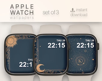 Sun and moon Apple Watch Wallpaper, Celestial Apple Watch Face, Tarot watch Wallpaper, Esoteric iWatch face, Mystic watch face file download