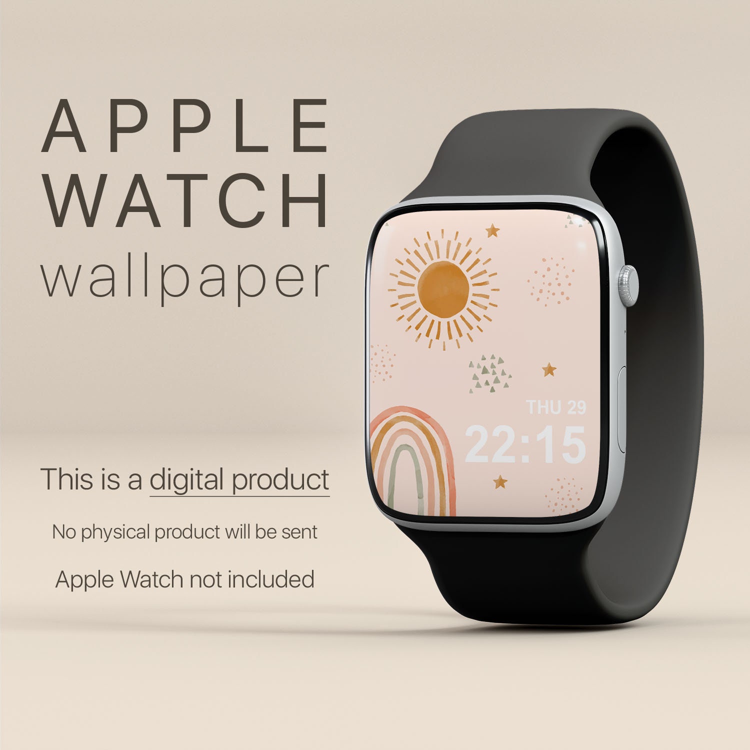 Rainbow Wallpaper for Smartwatch Boho Sun Apple Watch Face Etsy