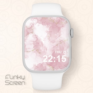 Gold Glitter Apple Watch Wallpaper Pink Abstrakt Uhr Hintergrund Gold Apple Watch moderne rosa Tapete abstraktes Aquarell Uhr Gesicht