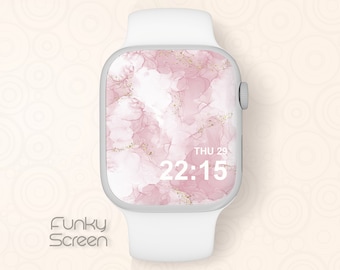 Gold Glitter Apple Watch Wallpaper Pink Abstrakt Uhr Hintergrund Gold Apple Watch moderne rosa Tapete abstraktes Aquarell Uhr Gesicht