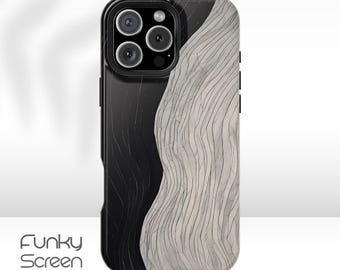 Funda minimalista moderna para iPhone con efecto piedra para hombre, funda minimalista para iPhone de 16, 15, 14, 13, 12 y 11, funda estética en blanco y negro para iPhone para él.