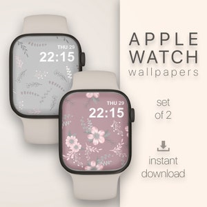 Sfondo floreale per orologio Sfondo per smartwatch Quadrante per orologio digitale Quadrante per Apple Watch floreale rosa Fiori francesi per iWatch Sfondo grigio femminile