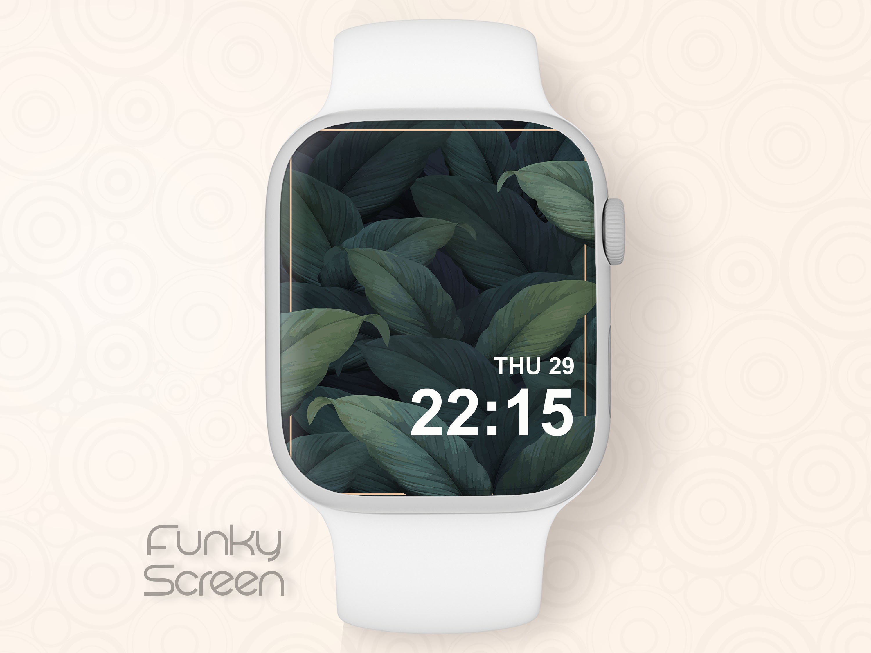 Tropical leaves Apple Watch Wallpaper, Green Foliage Apple Watch Face, Smart watch Wallpaper, Apple Watch botanical Background, iWatch faces