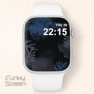 Dark Abstract Smartwatch Wallpaper Boho Apple Watch Wallpaper Dark blue Apple Face modern wallpaper for Apple Watch instant digital download