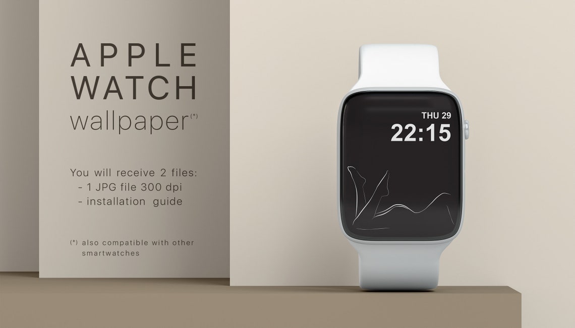 Apple Watch Face Black Wallpaper Woman Line Art Minimal Apple Etsy