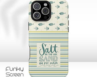 Striped Beachy iPhone Case: Fish Illustration, Summer Vibes