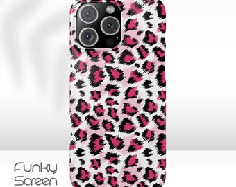 Pink leopard iPhone Case, Animal Print Phone Case, MagSafe Tough Case for iPhone 16 Pro Max, iPhone 15 Plus 14 13 mini iPhone 12, iPhone 11