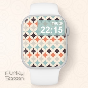 Apple Watch Face, iWatch face Retro, Apple Watch Wallpaper, Mid century geometrische ästhetische Hintergrundbilder, Vintage Style SmartWatch Face Download