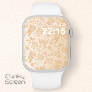 Carta da parati botanica beige, sfondo per orologio, quadrante floreale vintage per Apple Watch, sfondo avorio per iWatch, sfondo per smartwatch, download digitale