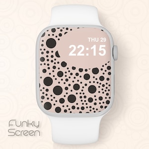 Sfondo rosa orologio pois Apple Watch Face download digitale Sfondo rosa Smartwatch Pois neri Immagine del volto moderno iWatch punteggiato