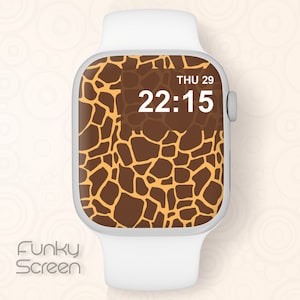 Animal Print Smartwatch Background, Apple Watch Face Digital Watch Face, Giraffe pattern Apple Watch Wallpaper iwatch trendy design download