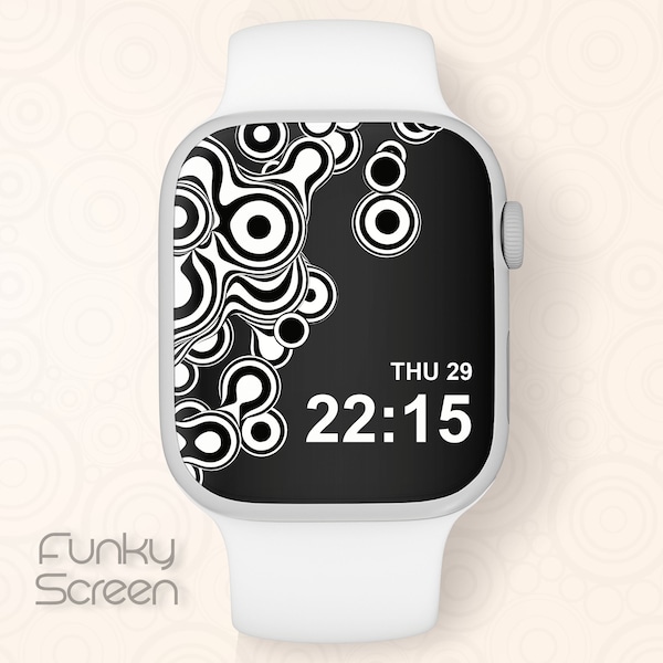 Abstrakcyjna tapeta zegarka 3D Apple Watch Tarcza smartwatcha 3D Abstrakcyjna czarno-biała bąbelki Tło iWatch projekt natychmiastowego pobrania