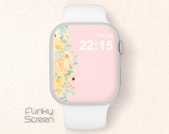 Fondo de pantalla rosa de Apple Watch Fondo floral rosa Cara de Apple Watch Fondo de pantalla de Smartwatch rosa Accesorios de Apple Watch Diseño de cara de Apple jpg