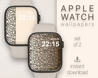 Animal Print Apple Watch Wallpaper: Beige & Black (Digital Download)