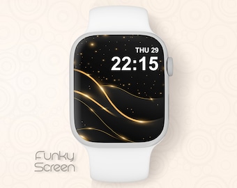 Gold Apple Watch Wallpaper Luxury Apple Watch Face black and gold Smartwatch face design Gold glitter iWatch wallpaper for special occasions