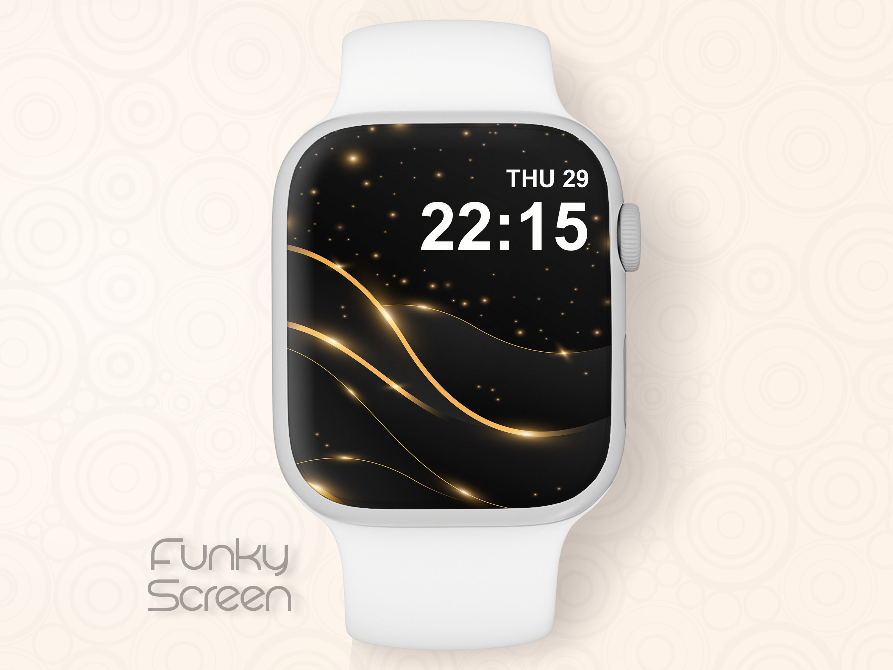 ゴールドのApple Watchの壁紙 高級Apple Watchの文字盤 黒と金のスマートウォッチの文字盤デザイン  特別な機会のためのゴールドのグリッターiWatchの壁紙 - Etsy 日本