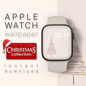 Carta da parati iWatch, quadrante Apple Watch con albero di Natale beige, carta da parati Neutral Smart watch, download digitale del quadrante iWatch, carta da parati Apple Watch