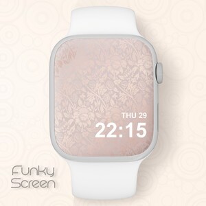 Rose gold Apple Watch Wallpaper, Floral Apple Watch Face wallpaper, pink floral background for Smartwatch, Luxury Watch screensaver for her
