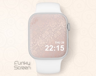 Rose Gold Apple Watch Wallpaper, Floral Apple Watch Face Wallpaper, rosa floraler Hintergrund für Smartwatch, Luxusuhr Bildschirmschoner für Sie