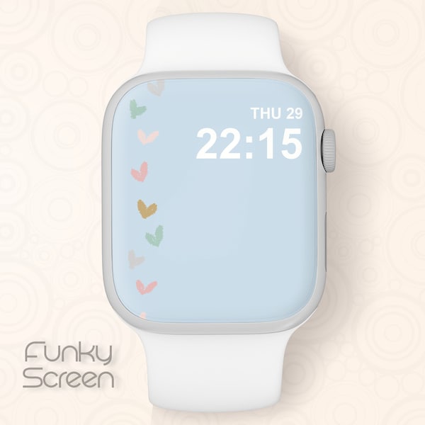 Apple Watch Face Hearts design Smartwatch Light blue Wallpaper Apple Background girl pink heart cute watch Wallpaper digital file download