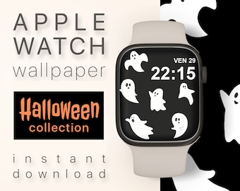 Cute ghosts Halloween Apple Watch Wallpaper Halloween Apple Watch Face ghosts iWatch Face digital design download ghost Smartwatch Wallpaper
