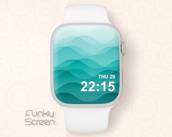 Teal digital art for Apple Watch Face Smartwatch Wallpaper waves art design iWatch Background Minimal Apple Watch Wallpaper instant download