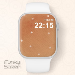 Cute stars iWatch background Aesthetic Orange Apple Watch Wallpaper Starry Apple Watch Background Neutral Terracotta digital watch Face file