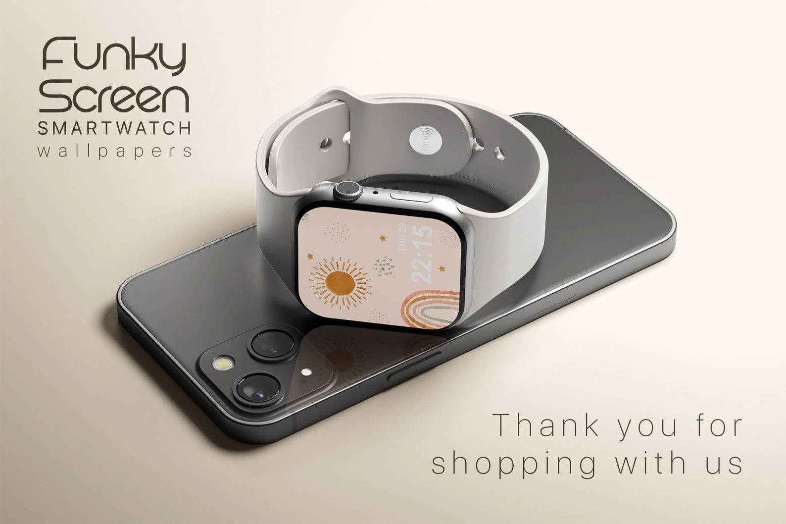 Rainbow Wallpaper for Smartwatch Boho Sun Apple Watch Face Etsy