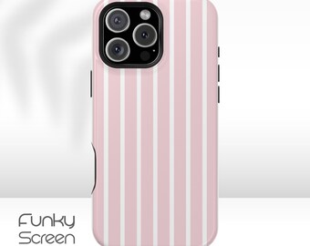 Pink Striped iPhone Case gift for her, Cute pink striped iphone cover, Stylish Phone Case for iPhone 17 Air Pro Max, iPhone 16 Plus 15 14 13