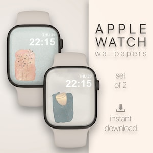 Aesthetic Apple Watch Design Set of 2 Smartwatch faces Wallpaper Watercolor flowers iwatch Screensaver download Aesthetic Watch Wallpapers