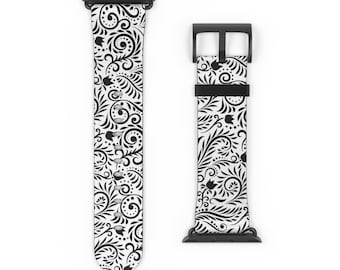 Black Band for Apple Watch, Apple Watch Strap, iWatch Strap, iWatch Band for series 1, 2, 3, 4, 5, 6, 7, 8, 9 SE, Vegan Leather watch strap