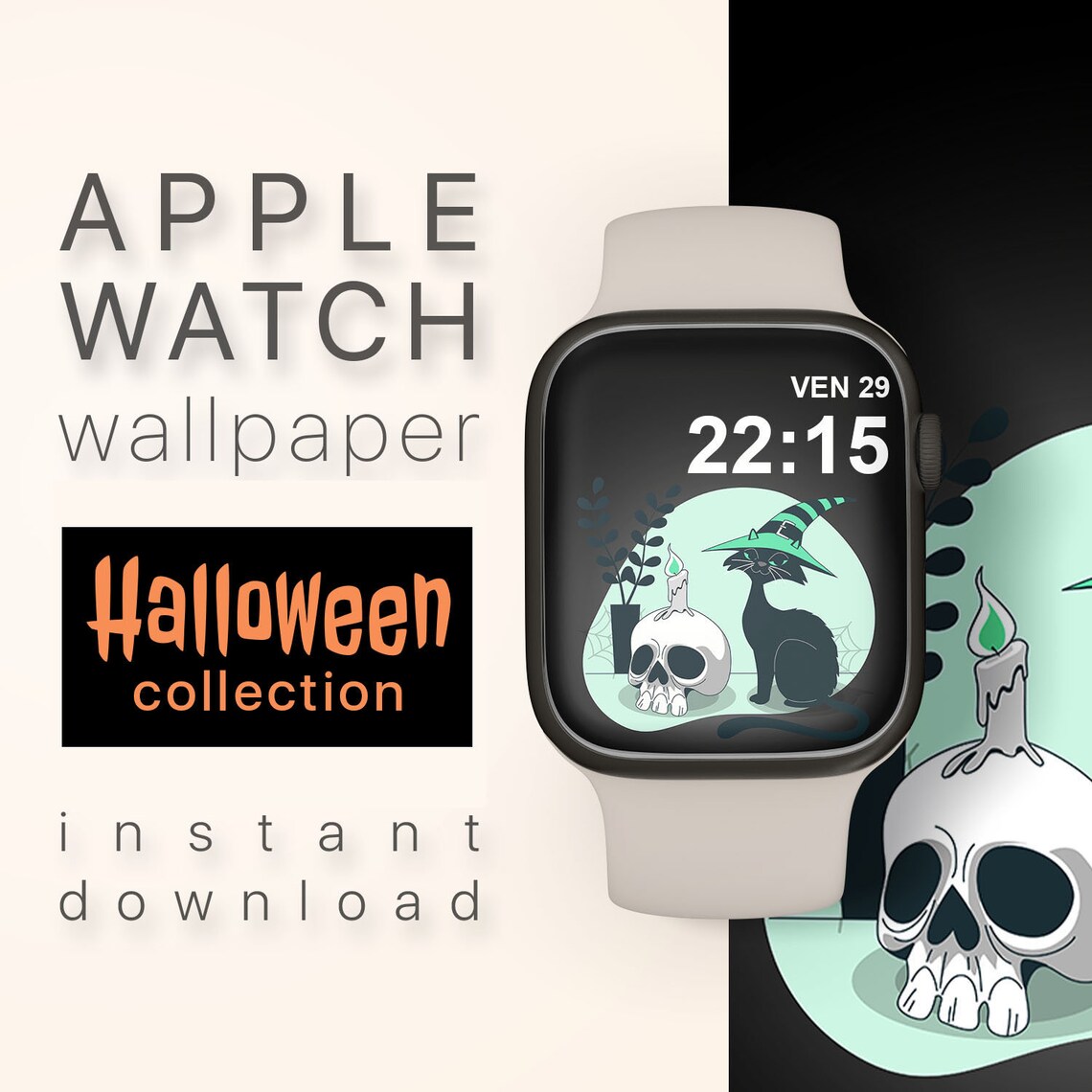 Halloween Apple Watch Wallpaper Skull Apple Watch Face Etsy