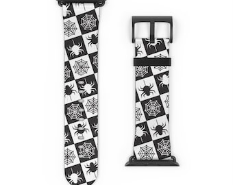 Halloween Apple Watch strap, Black and white Watch Band for Halloween, Apple Watch band Spider Halloween Apple watchband for iWatch ultra SE