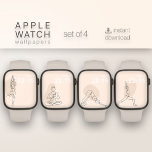 Yoga Apple Watch-urtavla Set med 4 Smartwatch-bakgrunder Yogapresent iWatch-urtavladesign Klockbakgrund Smart Watch-urtavladesign direktnedladdning