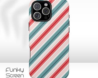 Striped iPhone Case: Summer Colors, Tough or Slim, MagSafe Option