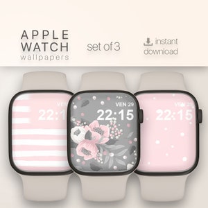 Sfondo dello schermo di iWatch, sfondo di Apple Watch Pacchetto quadrante Apple Watch dal design floreale carino, sfondo di Smartwatch Sfondo rosa a pois