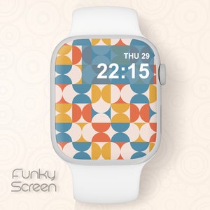 Bauhaus Apple Watch Face Geometric Watch Wallpaper instant download Smartwatch Background abstract groovy 70s iwatch design digital download